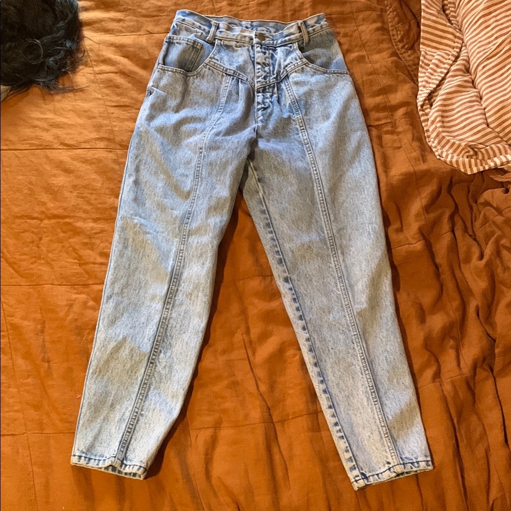 High-Waisted light Blue Acid Wash 80's Jeans